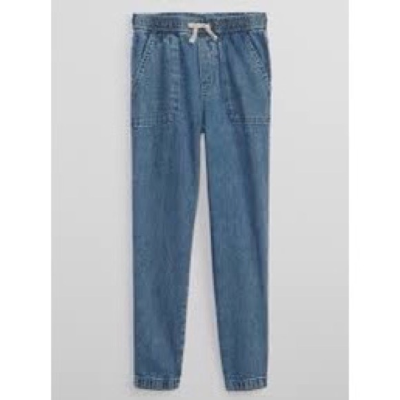 Gap Medium Wash Pull On Elastic Waist Denim Joggers Girls Size L 10 - Picture 1 of 8